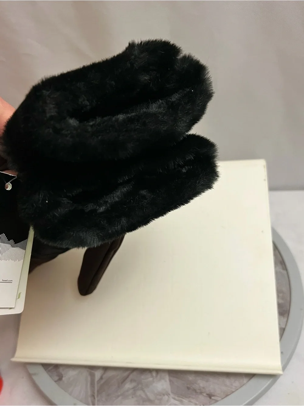 Womens Winter Gloves Brown Faux Fur Cuff Sorona Insulated Size Large NWT